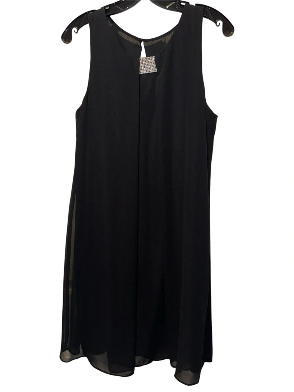 Rhinestone Detail Sleeveless Black Cocktail Party Dress.  Size 10.